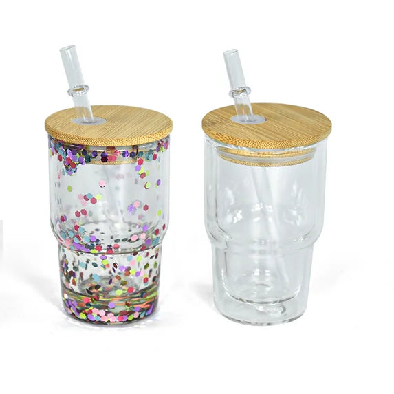 3 oz Glass Mini Snow Globe Tumbler with bamboo lid