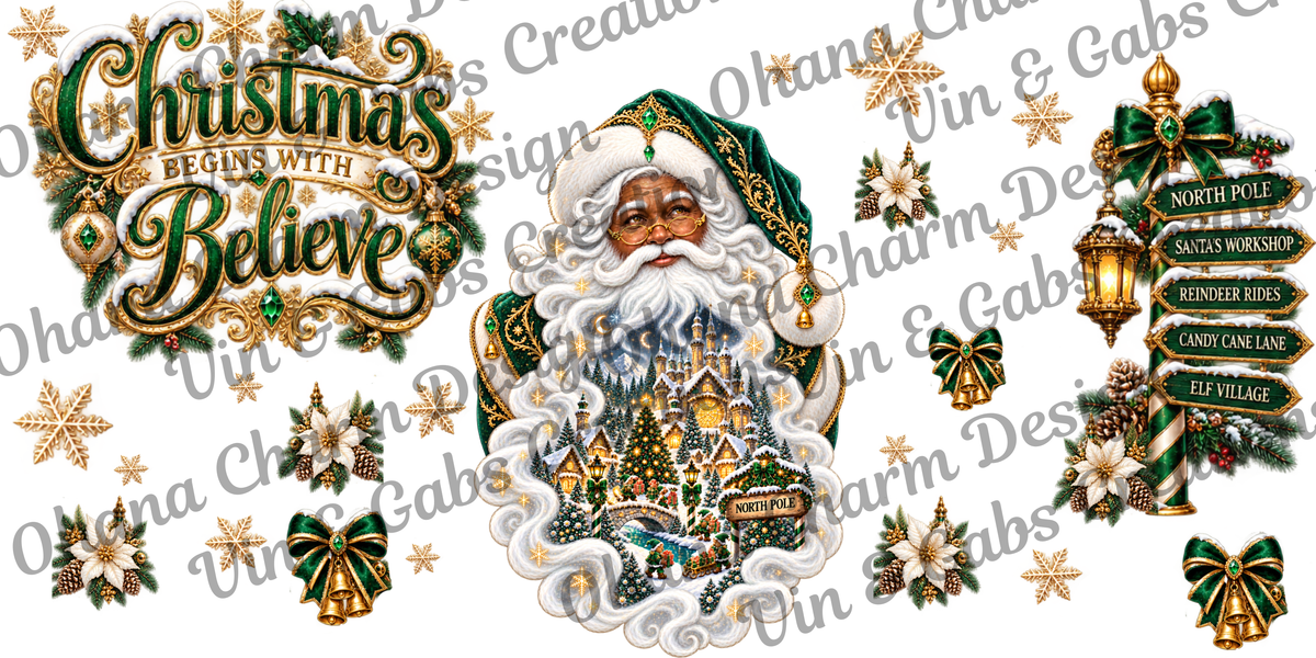 Ohana Exclusive-Black Santa In Green