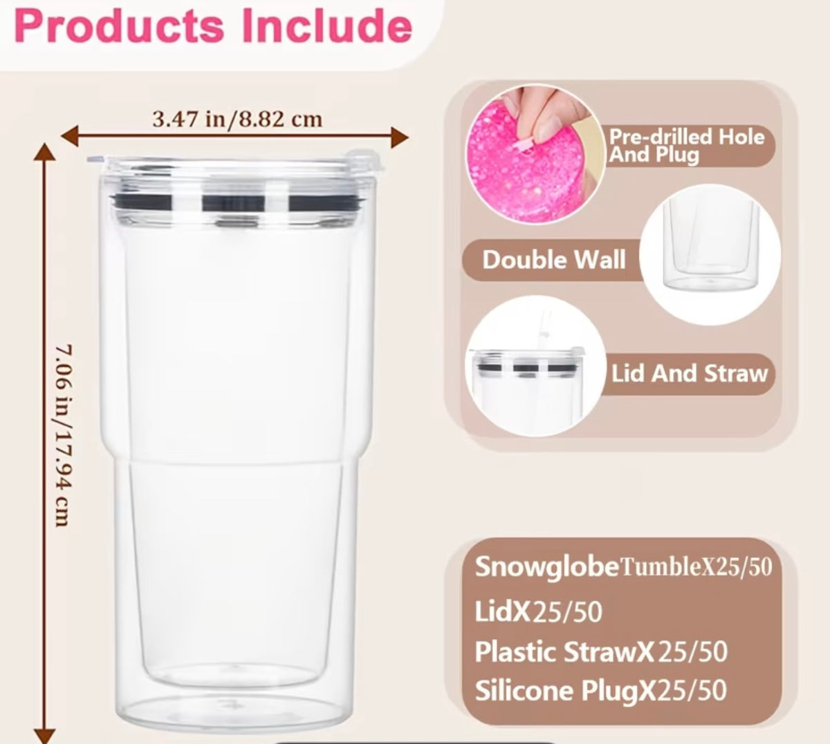 18 oz tiered Snow Globe