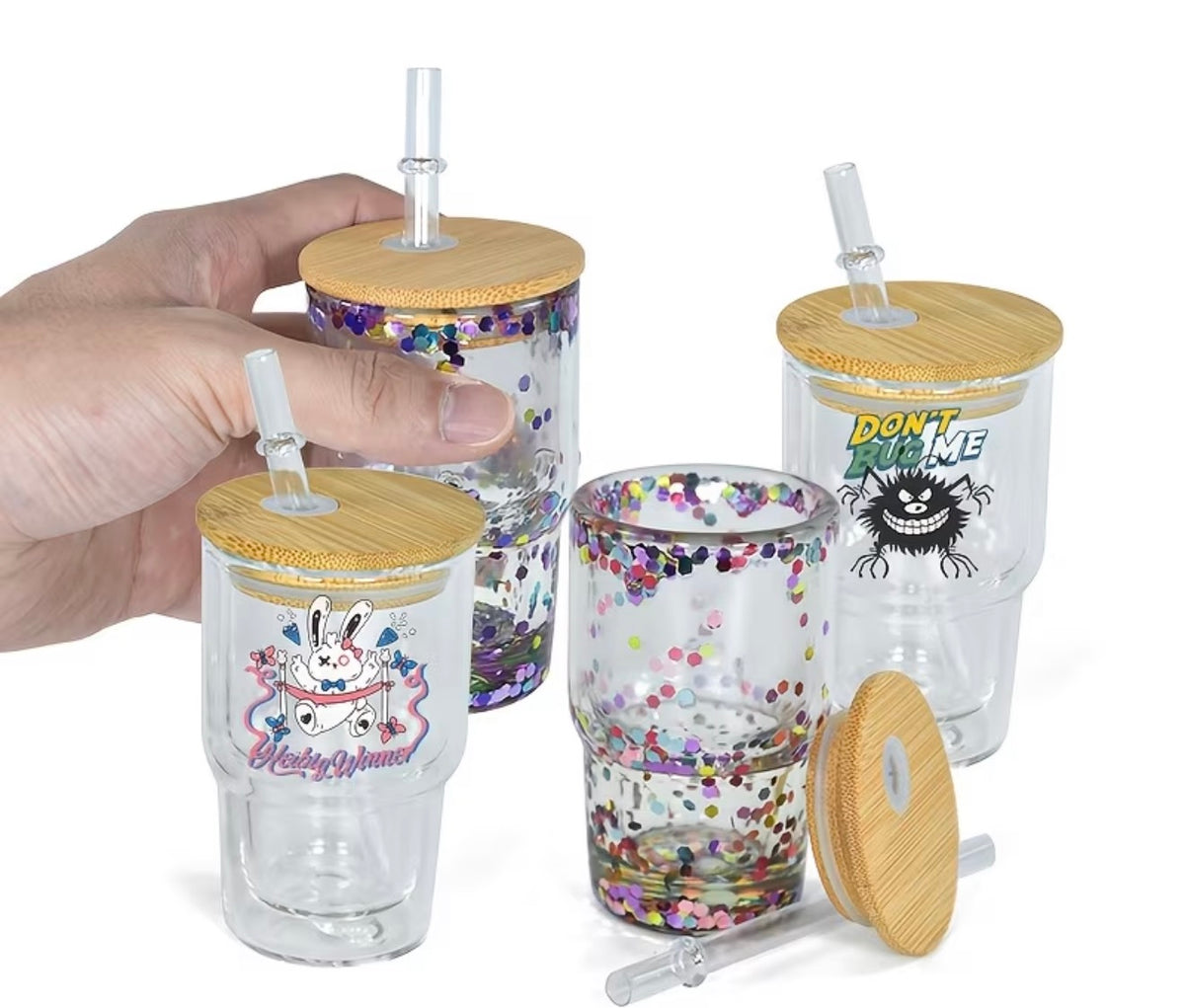 3oz Glass Shot glass with bamboo lid