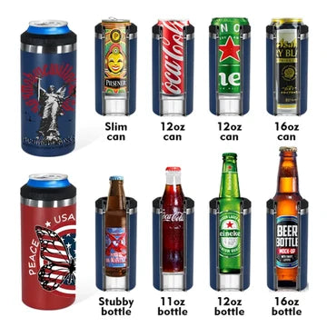 16oz 4 in 1 Powder Coated Can Cooler with Opener