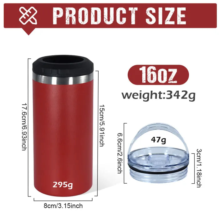 16oz 4 in 1 Powder Coated Can Cooler with Opener