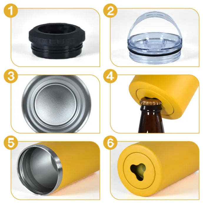 16oz 4 in 1 Powder Coated Can Cooler with Opener