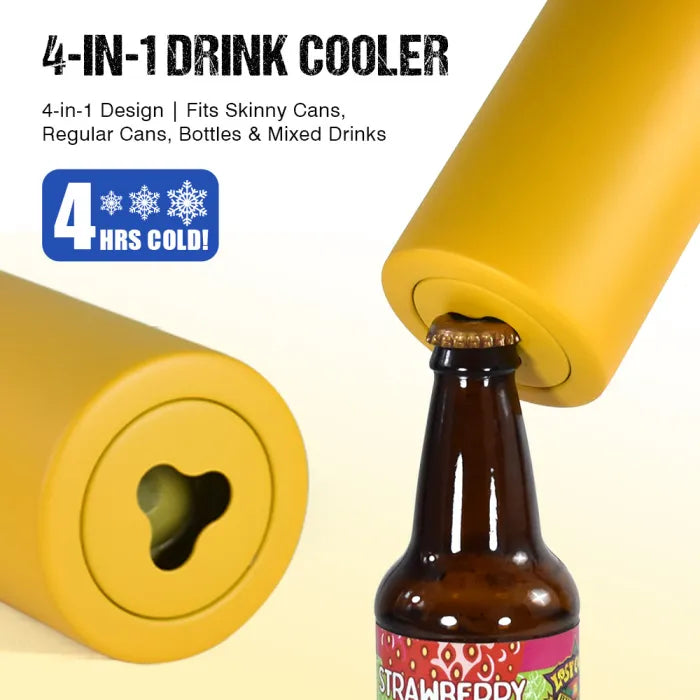 16oz 4 in 1 Powder Coated Can Cooler with Opener