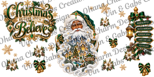 Ohana Exclusive-Black Santa In Green