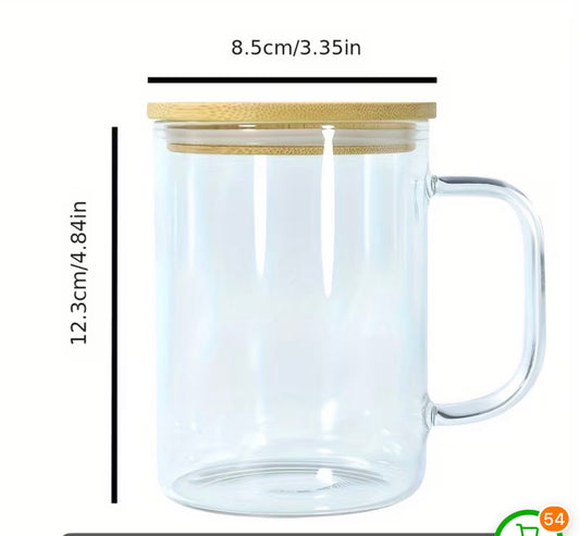 Glass Snow Globe Mug with handle and bamboo lid