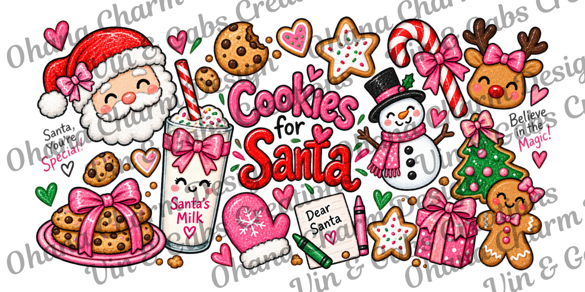 Ohana Exclusive-Cookies For Santa Kid Drawn Pink