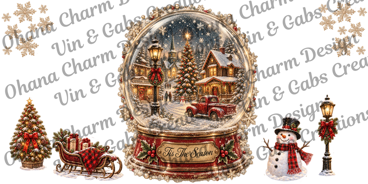 Ohana Exclusive-Red And Gold Snowglobe